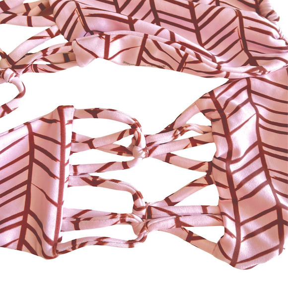 Tori Praver NWT Halter Tie Bandeau Pink Brown Swim Top Small - Picture 6 of 9